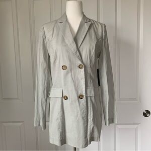 Women's Linen Cotton Blazer Coat Jacket Nana Macs Large Light Beige Gray New!